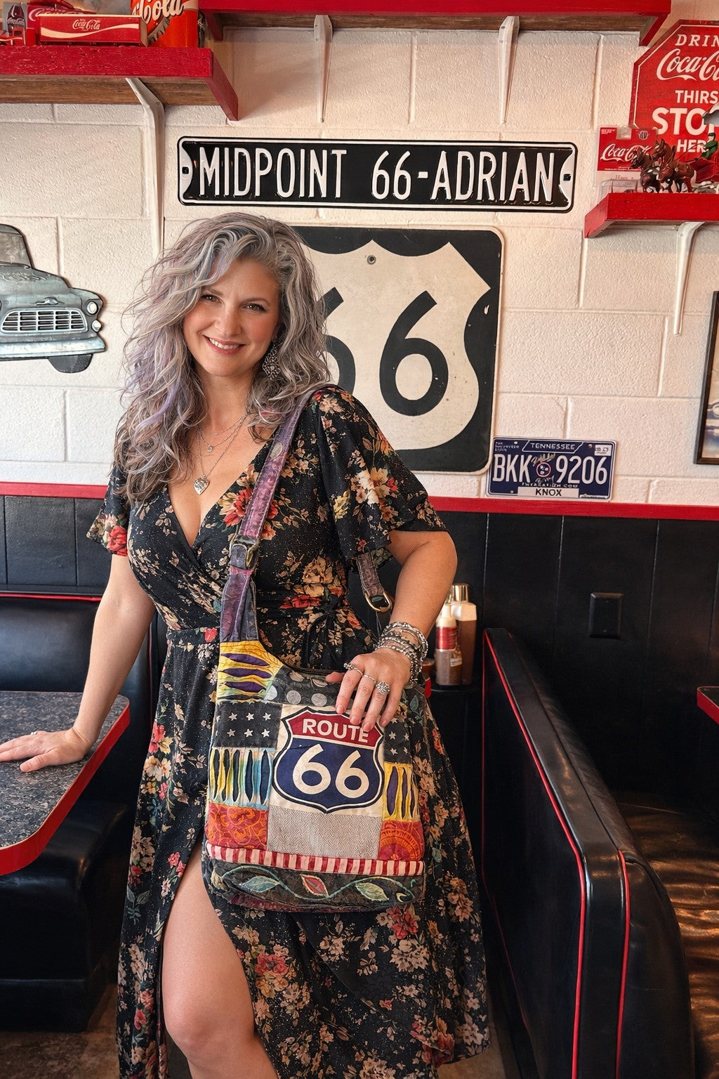 Route 66 Patchwork Shoulder Bag