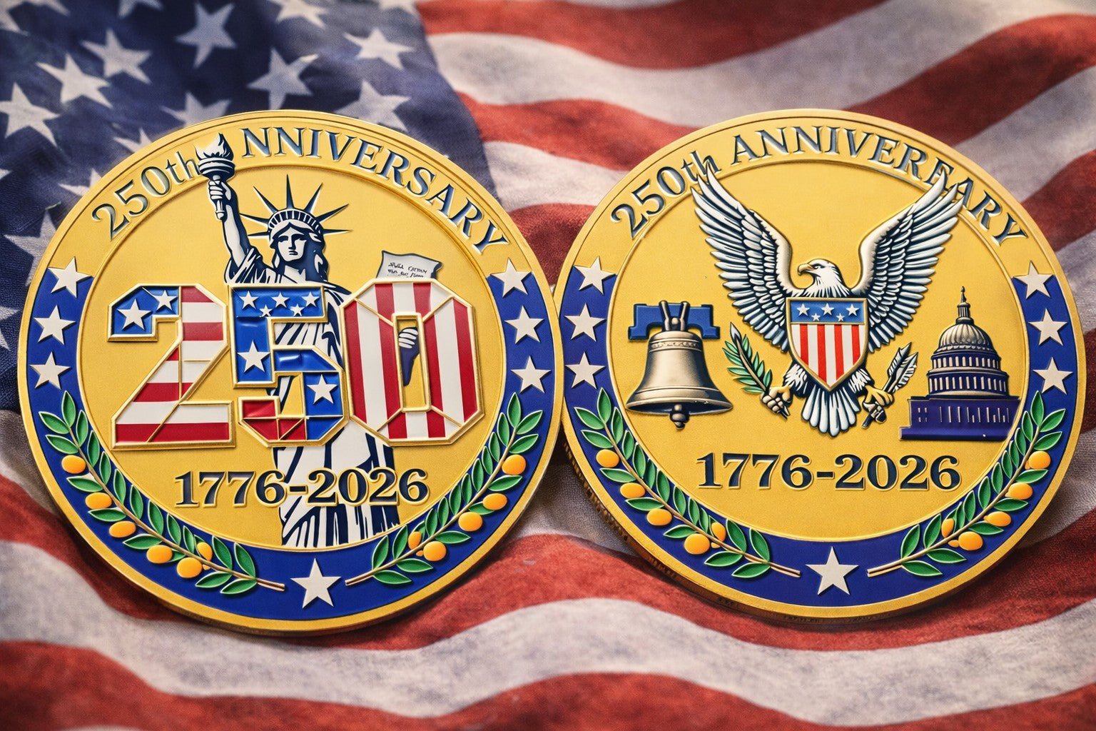America 250th Anniversary Commemorative Challenge Coin