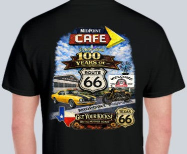 MidPoint Café – 100th Anniversary Route 66 T-Shirt  Camaro Pre Sale