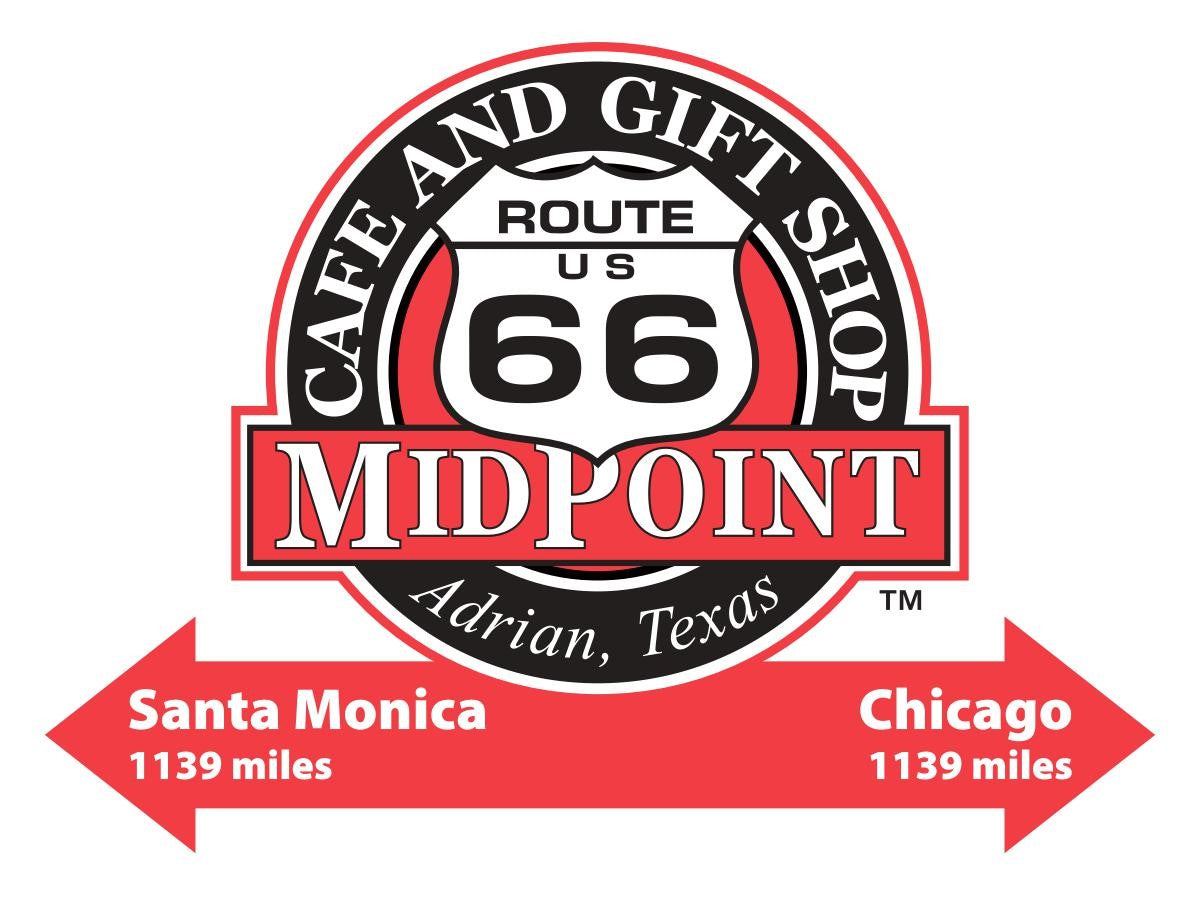 MidPoint Café Mileage Sticker – MidPoint Cafe and Route 66 Gift Shop