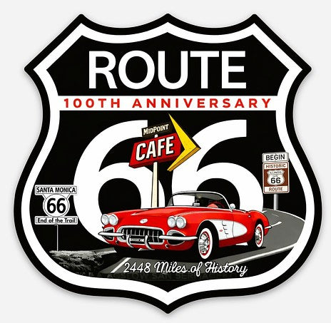 🛣️🏁 Route 66 – 100th Anniversary Commemorative Magnet